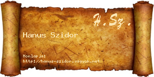 Hanus Szidor névjegykártya